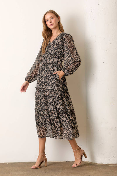 PRINTED FLORAL MAXI DRESS