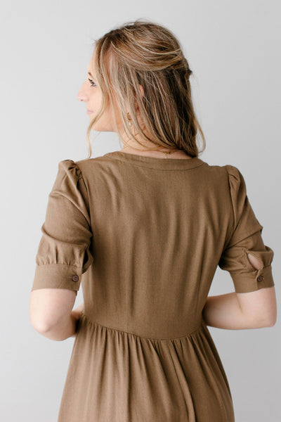 'Nora' Button Front A-Line Dress