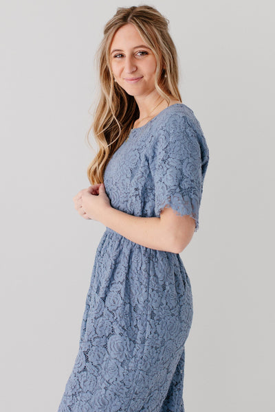 'Odessa' Round Neck Lace Maxi Dress
