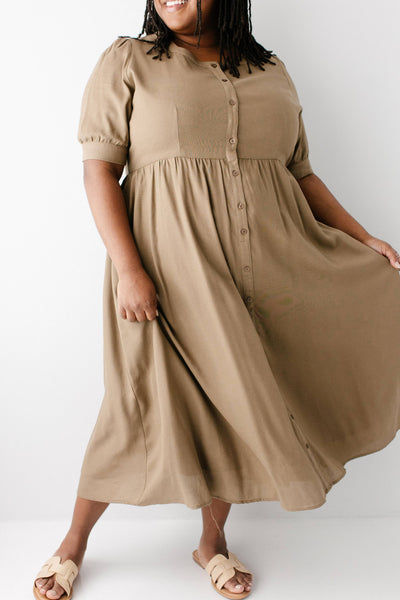 'Nora' Button Front A-Line Dress