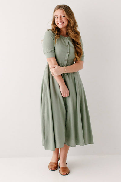 'Nora' Button Front A-Line Dress