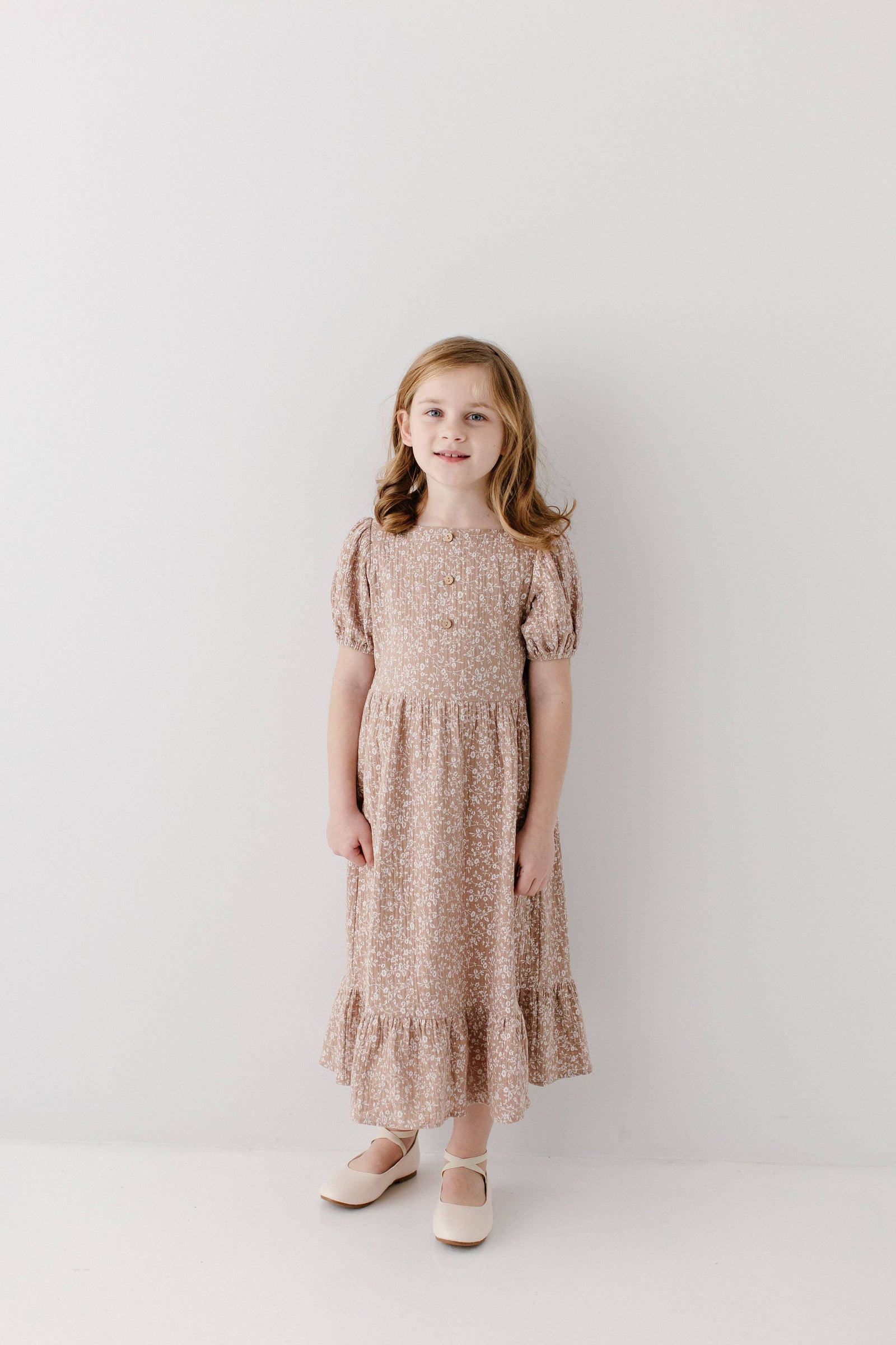 'Samantha' Girl Smocked Back Ditsy Floral Dress