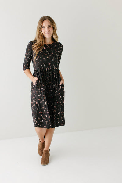 'August' Nursing Friendly Floral Knee Length Dress