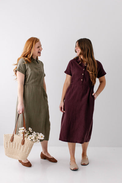 'Siena' Collared Button Up Midi Dress