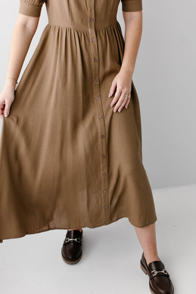 'Nora' Button Front A-Line Dress