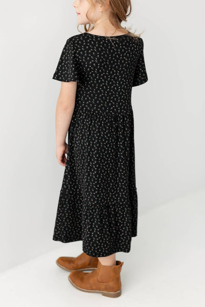 'Shiloh' Girl Floral Ribbed Tiered Dress
