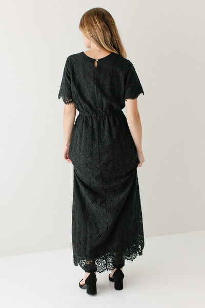 'Odessa' Round Neck Lace Maxi Dress