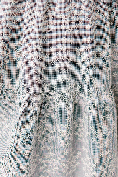 'Georgia' Embroidered Floral Gingham Midi Dress