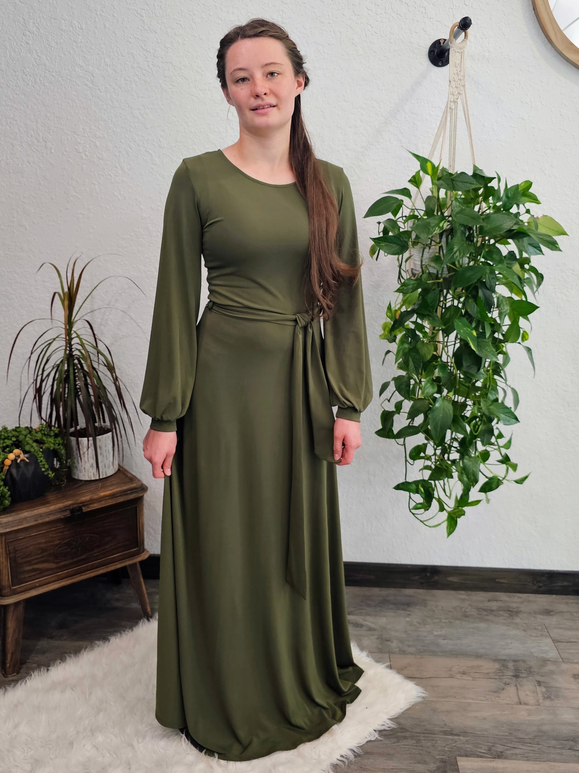The Briar Dress in Moss Green