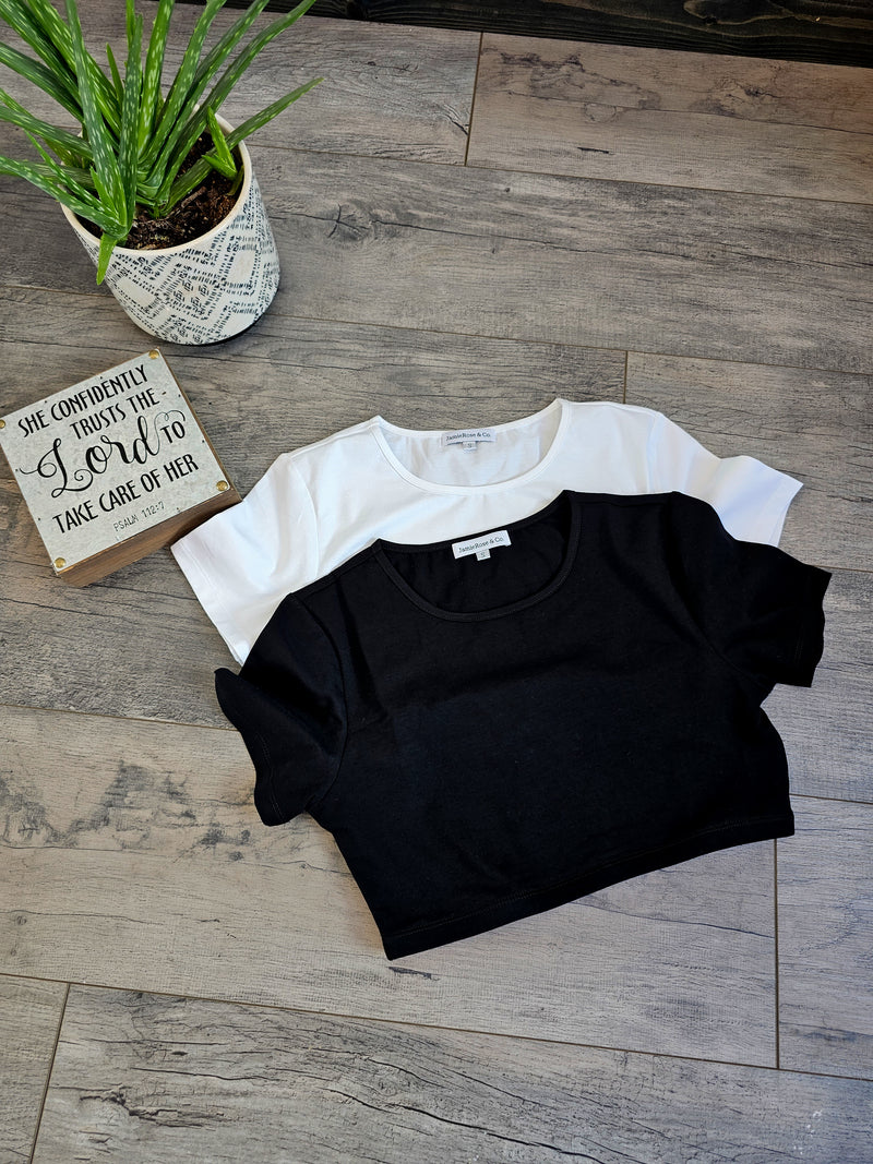 Modest Layering Cropped Tee in Black