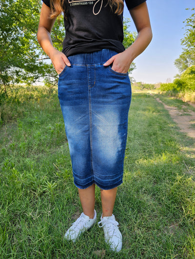 Elastic waist Denim Skirt