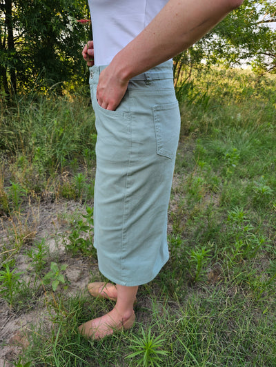 Sage Denim Skirt