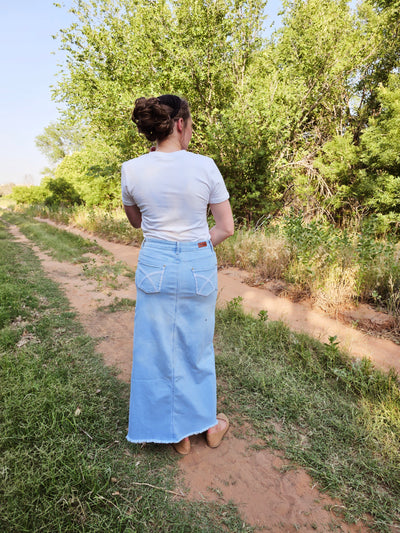 Light Wash Maxi Denim Skirt