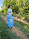 Light Wash Maxi Denim Skirt