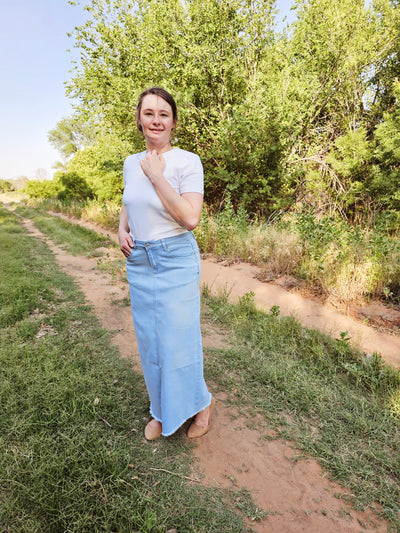 Light Wash Maxi Denim Skirt