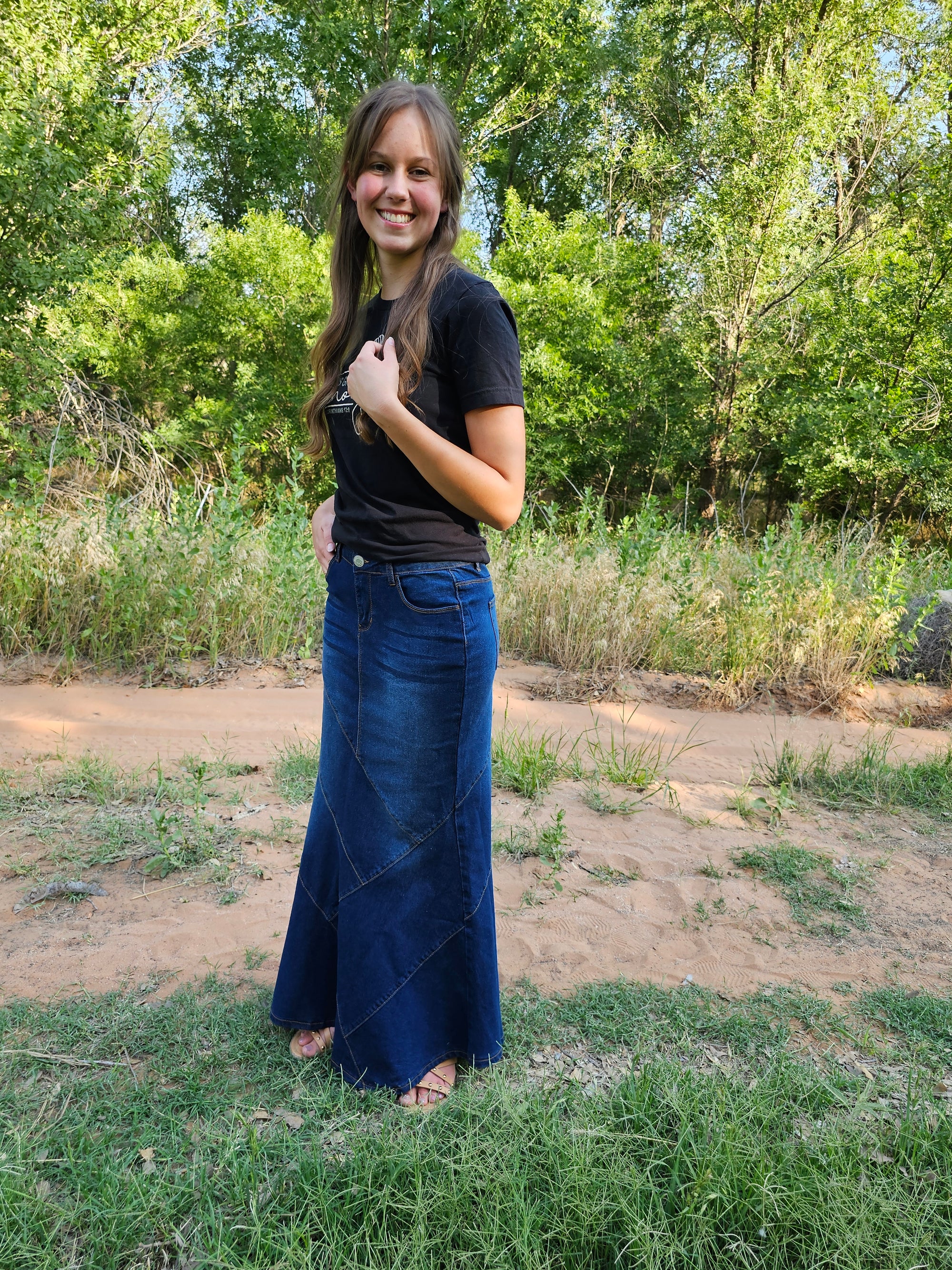 Fit and Flare Denim Skirt