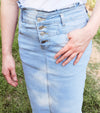 High Waist Denim Skirt with Ruffle