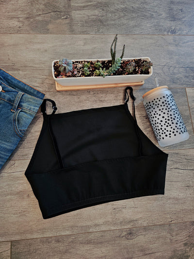 Modest Basic Cropped Cami in Black