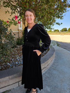 Ameri VINTAGE - SOUFFLE SLEEVE VELOUR DRESSの通販 by はな