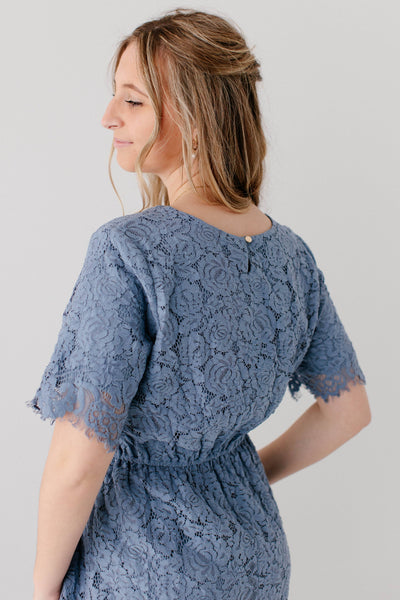 'Odessa' Round Neck Lace Maxi Dress