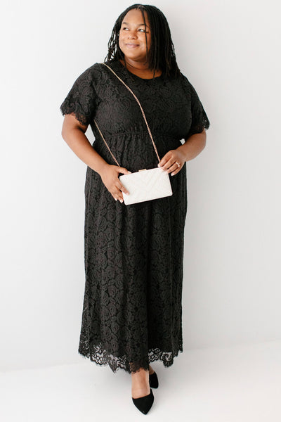 'Odessa' Round Neck Lace Maxi Dress