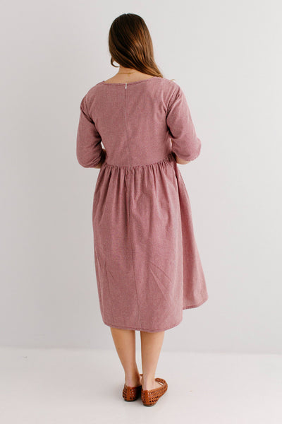 'Beth' Square Neck Gingham Midi Dress
