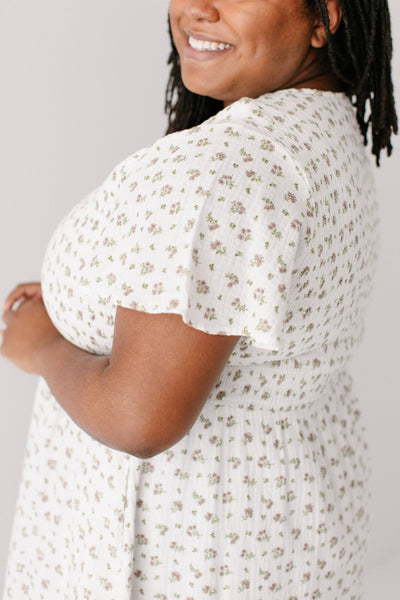 'Lynette' Smocked Bodice Floral Midi Dress