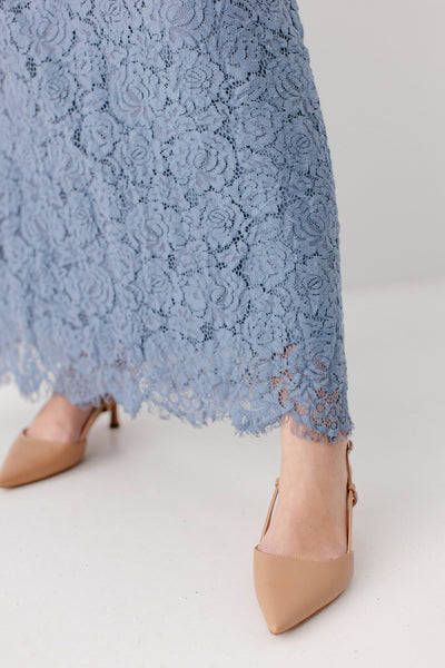 'Odessa' Round Neck Lace Maxi Dress