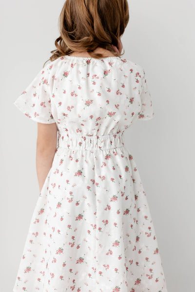 'Cynthia' Girl Embroidered Floral Print Dress