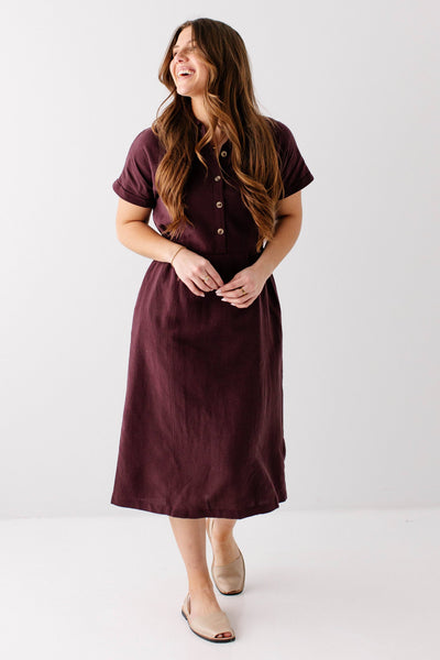 'Siena' Collared Button Up Midi Dress