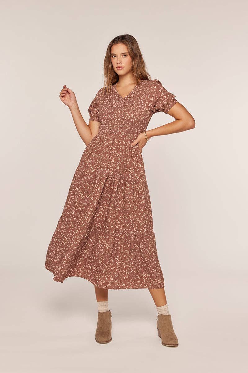 Waist Tie Detail Printed Dress