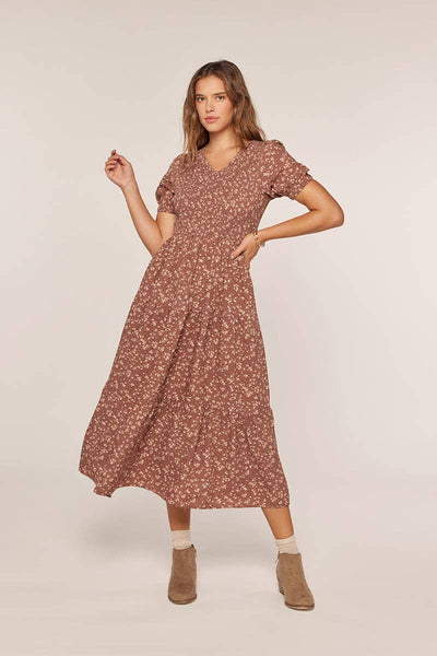 Waist Tie Detail Printed Dress