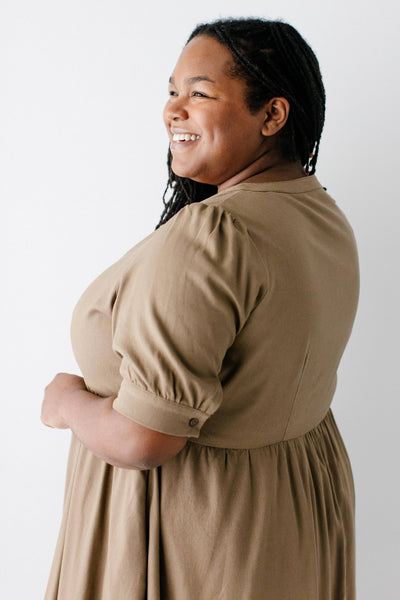 'Nora' Button Front A-Line Dress