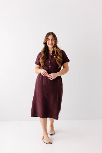 'Siena' Collared Button Up Midi Dress