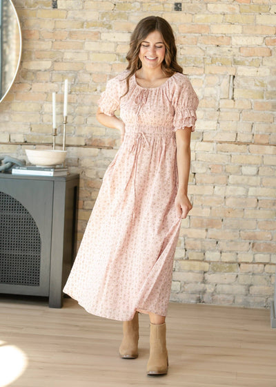 Celine Puff Sleeve Pink Floral Maxi Dress