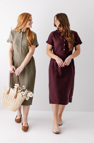 'Siena' Collared Button Up Midi Dress
