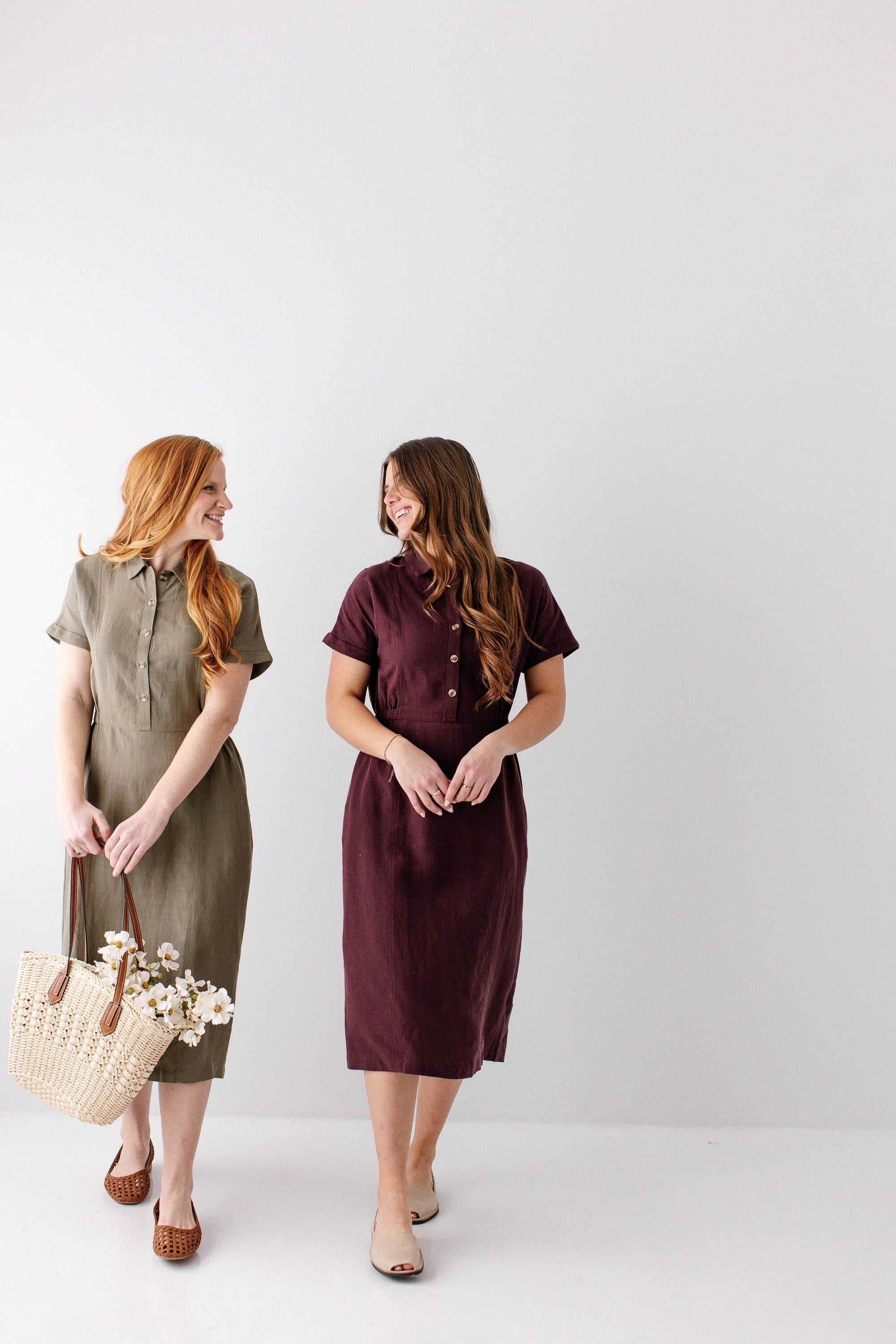 Siena' Collared Button Up Midi Dress Siena' Collared Button Up Midi Dress
