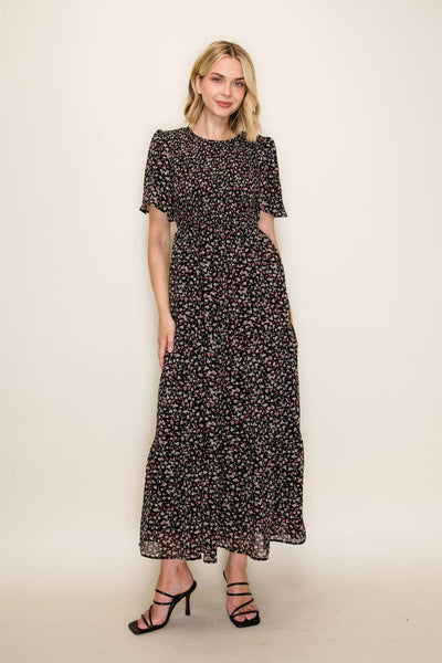 Ditsy Floral Smocked Midi Dress