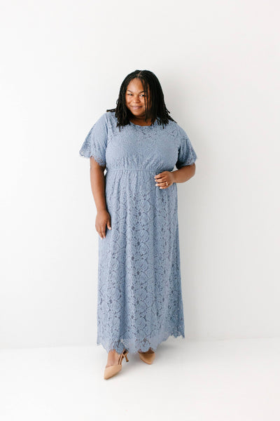 'Odessa' Round Neck Lace Maxi Dress