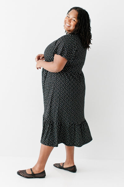 'Shiloh' Floral Ribbed Tiered Midi Dress