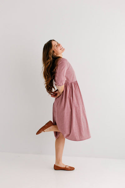 'Beth' Square Neck Gingham Midi Dress