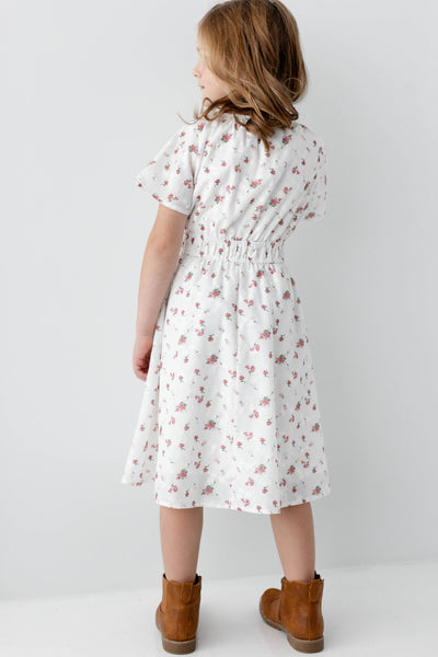 'Cynthia' Girl Embroidered Floral Print Dress