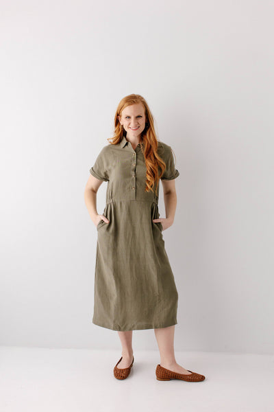'Siena' Collared Button Up Midi Dress