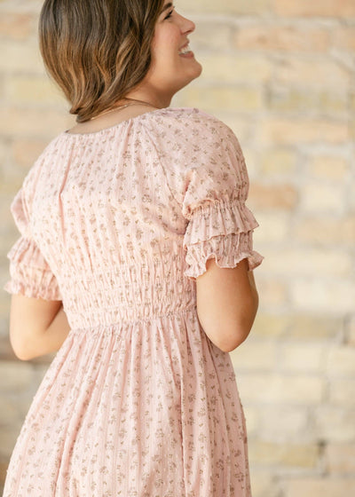 Celine Puff Sleeve Pink Floral Maxi Dress