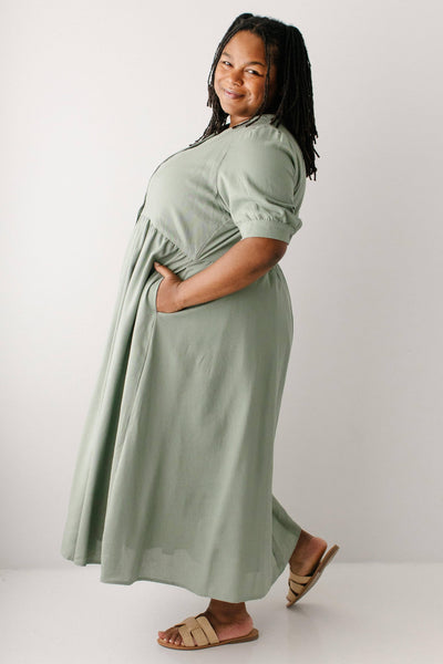 'Nora' Button Front A-Line Dress