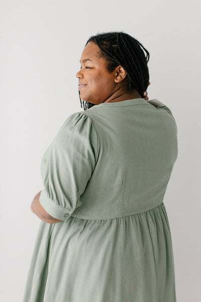 'Nora' Button Front A-Line Dress