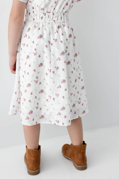 'Cynthia' Girl Embroidered Floral Print Dress