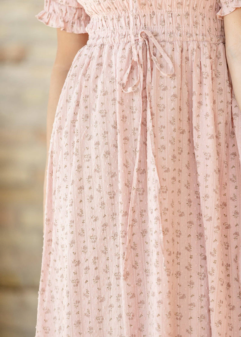 Celine Puff Sleeve Pink Floral Maxi Dress