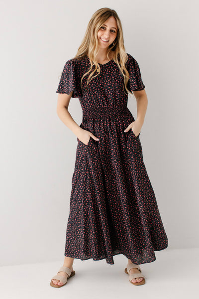 'Felicity' Rose Print Maxi Dress