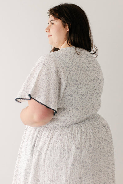 Hadassah Blue Floral Gauze Midi Dress